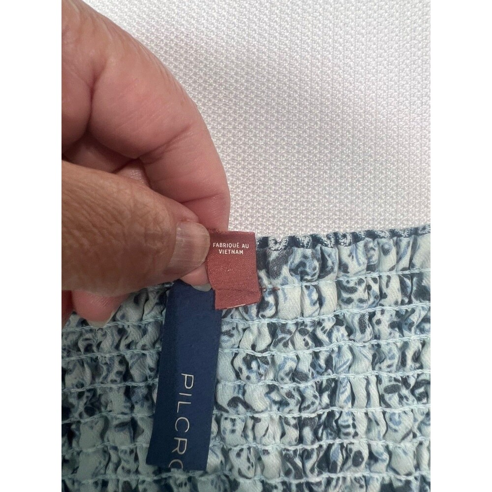 Anthropologie Pilcro Denim Tank Top Womens Size 6 Blue Cropped Smocked Festival - Picture 14 of 15